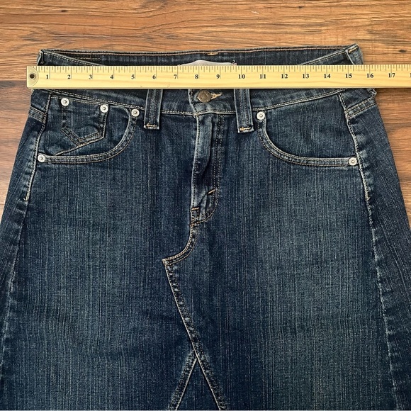 Levis Denim Skirt Midi Modest Womens 6 Blue Jean Western Vintage 90's Y2K Boho - Picture 4 of 6